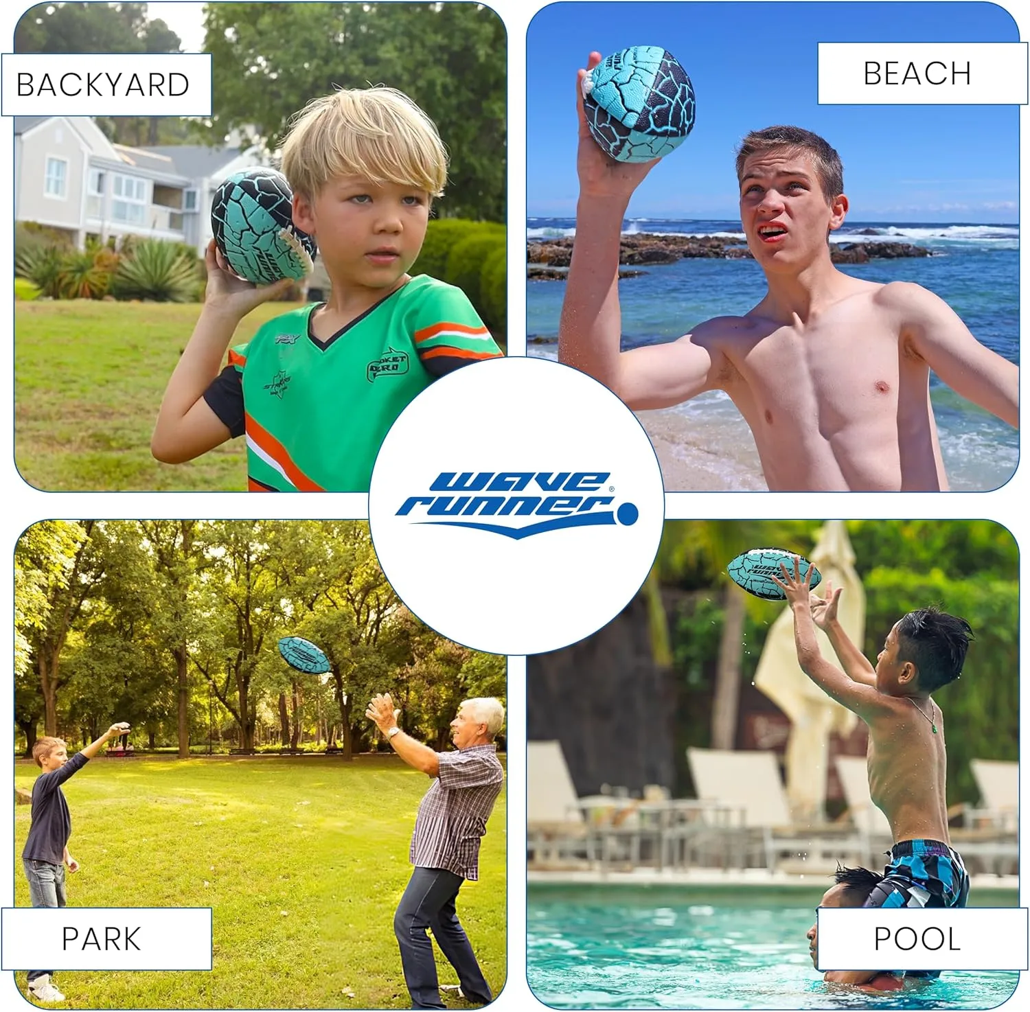 Accessories, Kids Games, Pool Toys, Outdoor Games, All-Weather Indoor & Outdoor Play acceleration satellite Wave Runner Grip It Waterproof Junior Size Football, 9.25 Size, Durable & Double Laced, Perfect for Beach 