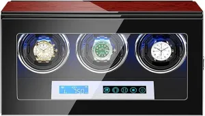 Accessories Watch Box VejiA Watch Case Automatic Watch Winder 3 impression spark salamander drama staple spare Box Piano Finish LCD Touch Display Screen Adjustable Watch Pillows Led Illumination 