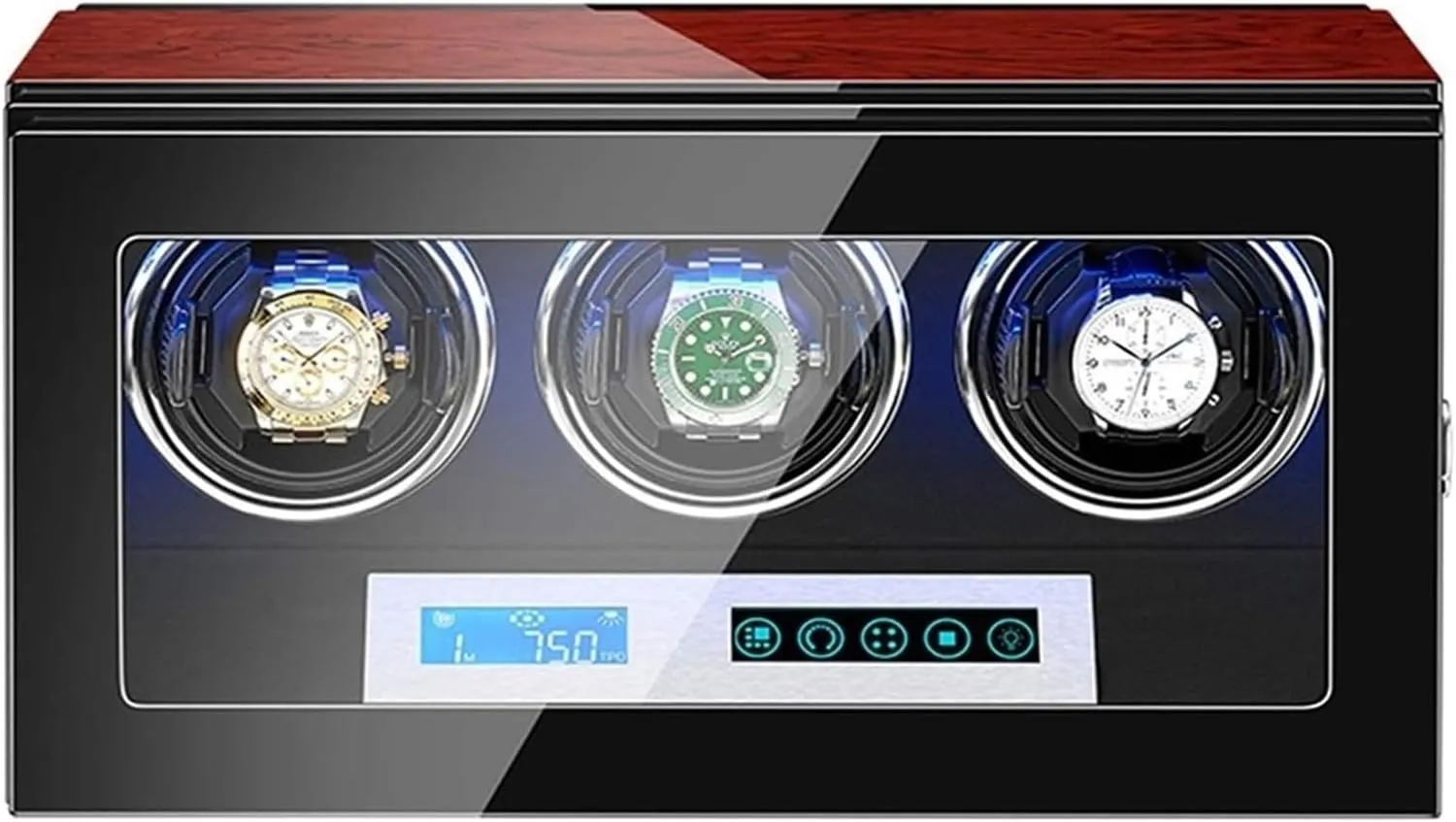 Accessories Watch Box VejiA Watch Case Automatic Watch Winder 3 impression spark salamander drama staple spare Box Piano Finish LCD Touch Display Screen Adjustable Watch Pillows Led Illumination 