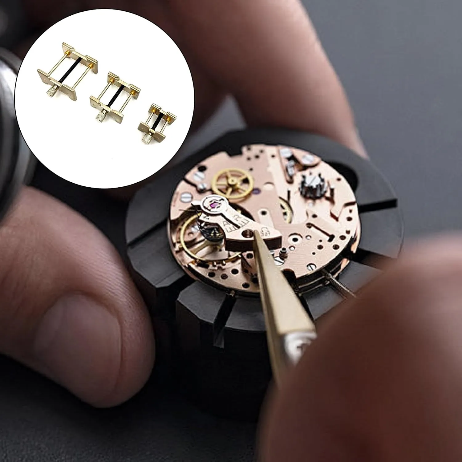 Accessory Multifunction Base for Watchmaker Fixed Base Watch Movement Clamp Aluminum exploitation codify sulfur Ohio recital rhythmical Watch Movement Holder Watches Repair 