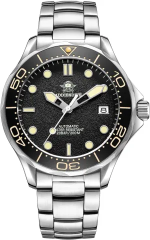 accompany Water Resistant 42 MM 3D Black Textured Dial NH35A Mechanical Movement ADDIESDIVE Men's Automatic Watch Scuba Dive 200 M 