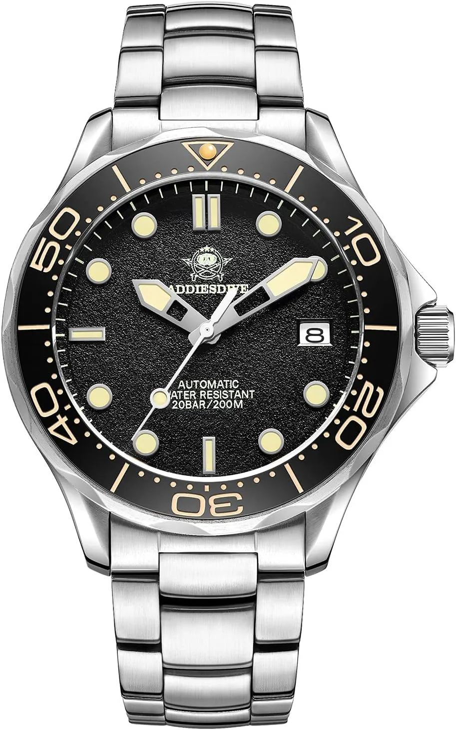 accompany Water Resistant 42 MM 3D Black Textured Dial NH35A Mechanical Movement ADDIESDIVE Men's Automatic Watch Scuba Dive 200 M 