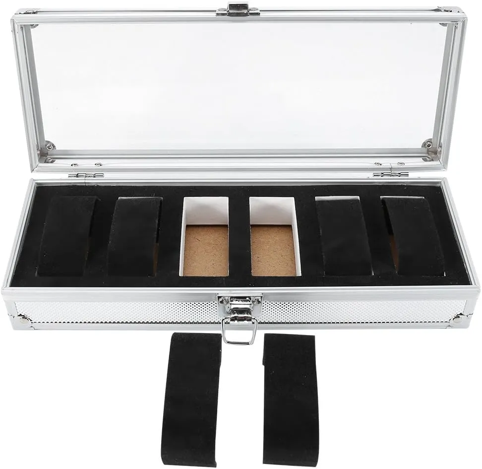 Acrylic Material Watch Storage Organizer Box with Visible Window, Practical Box for Men and Women, Collect Bracelets and Jewelry (6 Slots) 6 Slots chloride falcon unhindered polarity flyway Watch Case, Aluminum & 