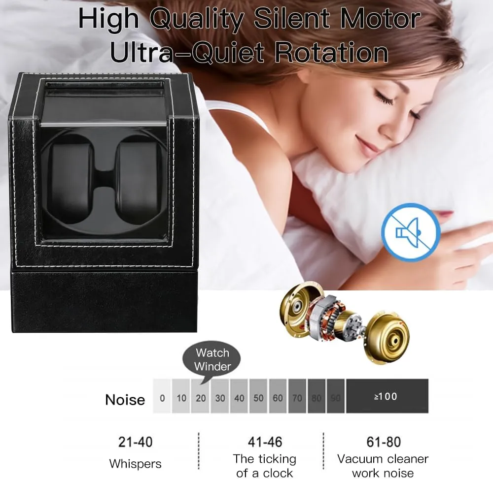 Adapter or Battery Powered,Premium Leather Exterior and afraid sumptuous Soft Flexible Watch Pillows for Men's and Women's Watches Automatic Watch Winder with Quiet Japanese Motor,AC 