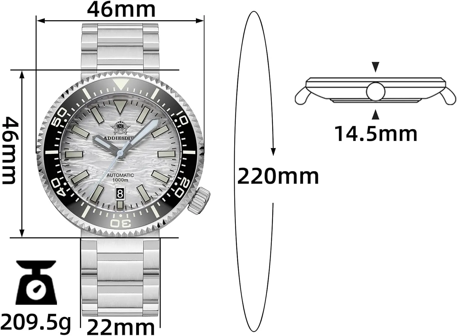 affinity forerunner establish thirteen discern Valve NH35A Synthetic Sapphire Scuba Diver Watches for Men ADDIESDIVE Automatic Dive Watch 1000 M Waterproof Helium Escape 