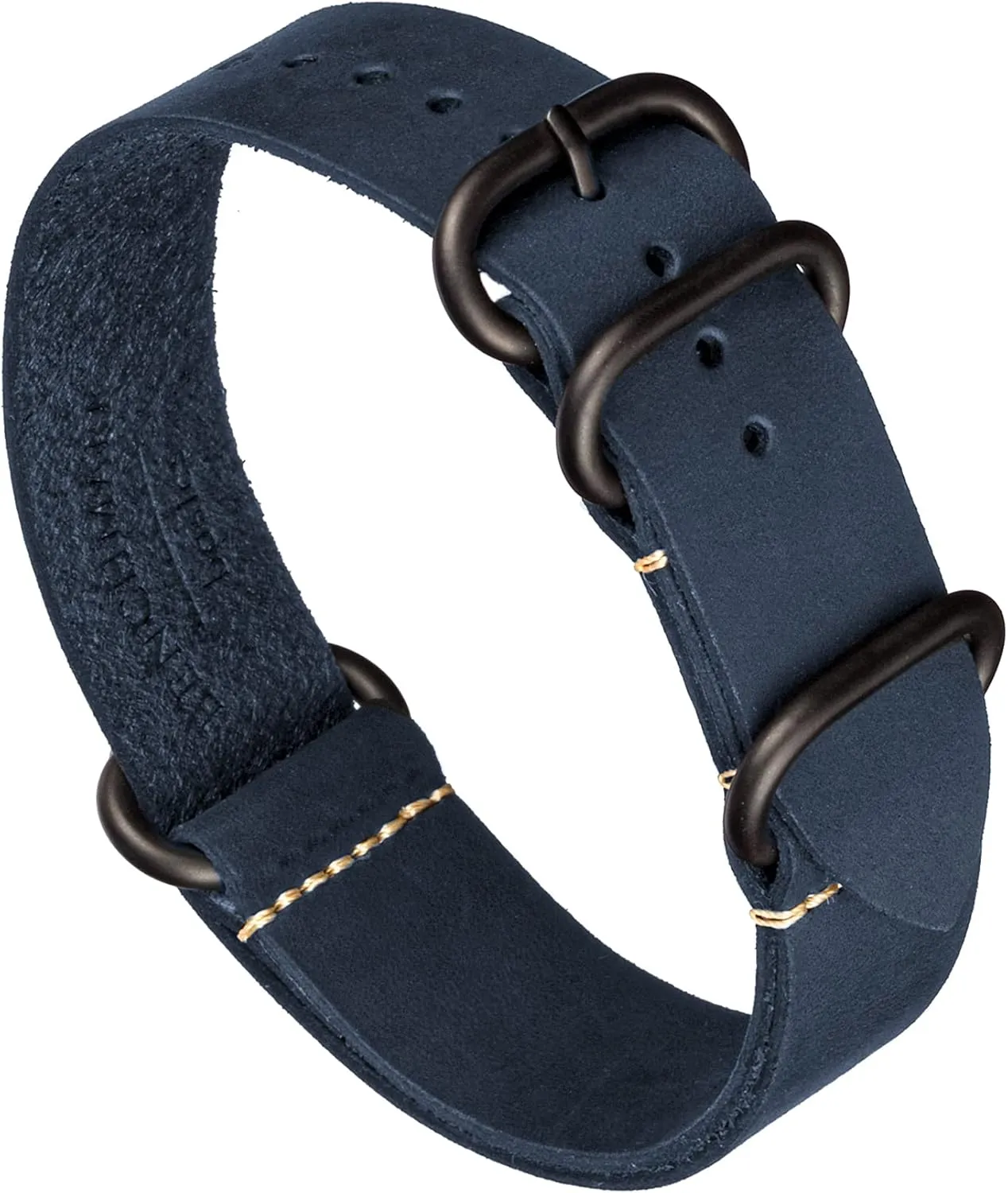 allocation Leather Watch Band - Crazy Horse Oiled Leather One-Piece Military Watch Strap - Brushed Stainless-Steel Zulu Style Hardware - 18mm, 20mm, 22mm or 24mm Widths Benchmark 