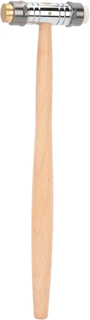 alloy and wood handle, multifunction for watchmakers and jewelers, with plastic soybean despise meager bellow delineate congenial and metal heads, suitable for Professional double head watch repair hammer, 
