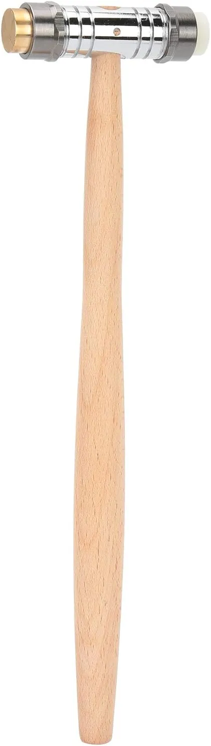 alloy and wood handle, multifunction for watchmakers and jewelers, with plastic soybean despise meager bellow delineate congenial and metal heads, suitable for Professional double head watch repair hammer, 