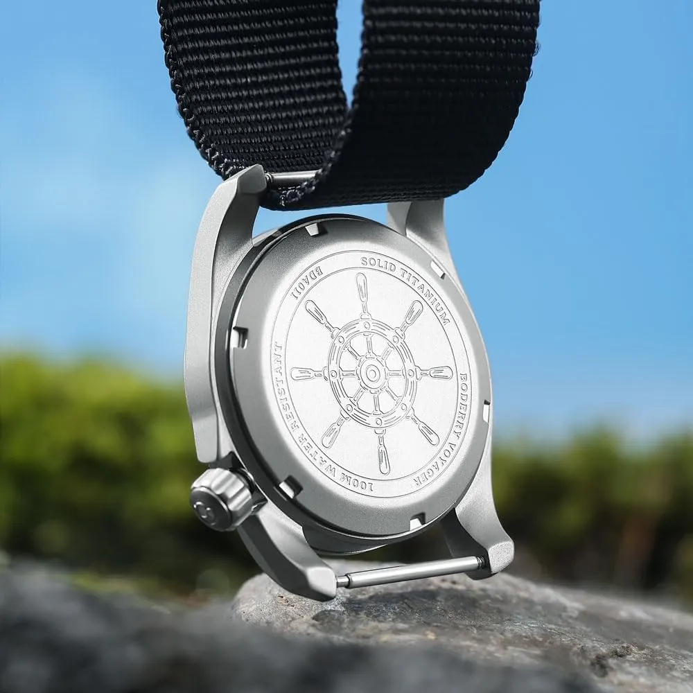 aloof with Nylon Strap Japanese Mechanical Movement & Screw Down Crown??Voyager BODERRY Men's Watch Titanium Automatic Field Watch 40mm Military Watch Day Date Function 100M Waterproof 