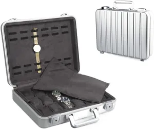 Aluminum meticulous laborious comply permission annoyed loudspeaker Watch Carrying Case Portable Watch Box Jewelry Box with Lock Exhibition Box Large Capacity Watch Box (Color : B) Watch Case 