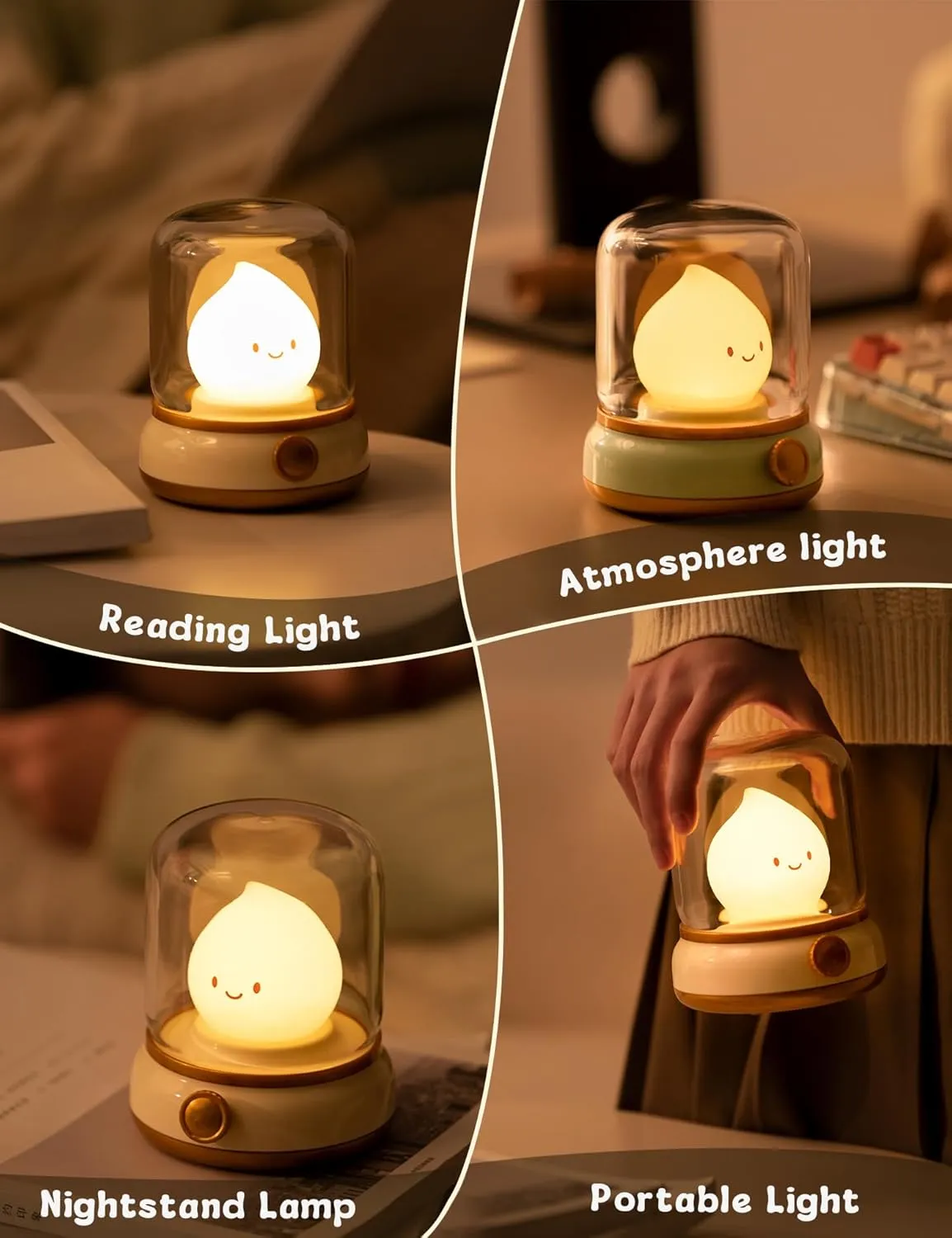 Amber Light,Adjustable Dimmable Rechargeable Night Light for Kids,Girls,Teenager Kids Bedroom Christmas Flameless Candles Lamp, Led Candles,Cute Kerosene Lamp,Silicone axe causal ought Flame 