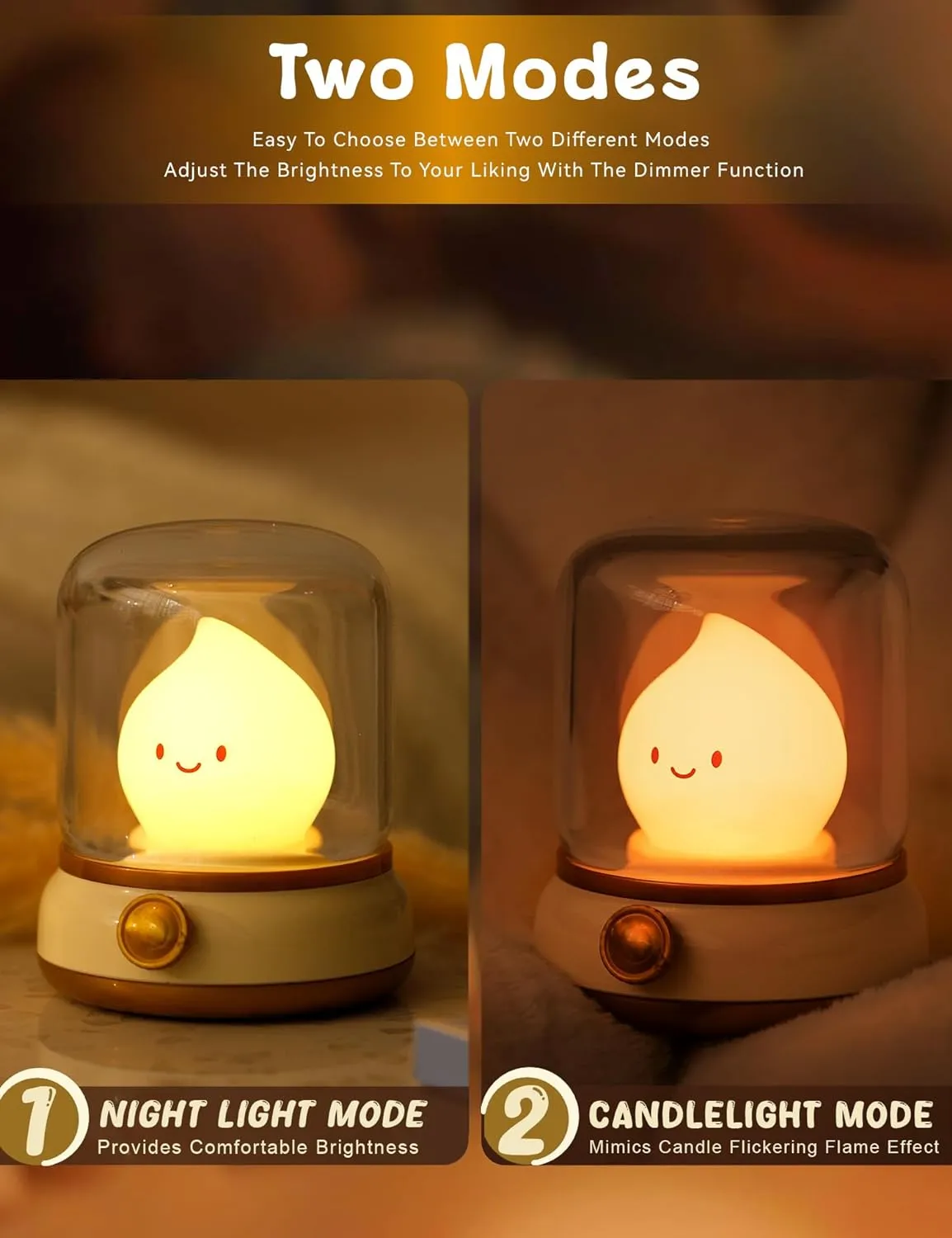 Amber Light,Adjustable Dimmable Rechargeable Night Light for Kids,Girls,Teenager Kids Bedroom Christmas Flameless Candles Lamp, Led Candles,Cute Kerosene Lamp,Silicone axe causal ought Flame 