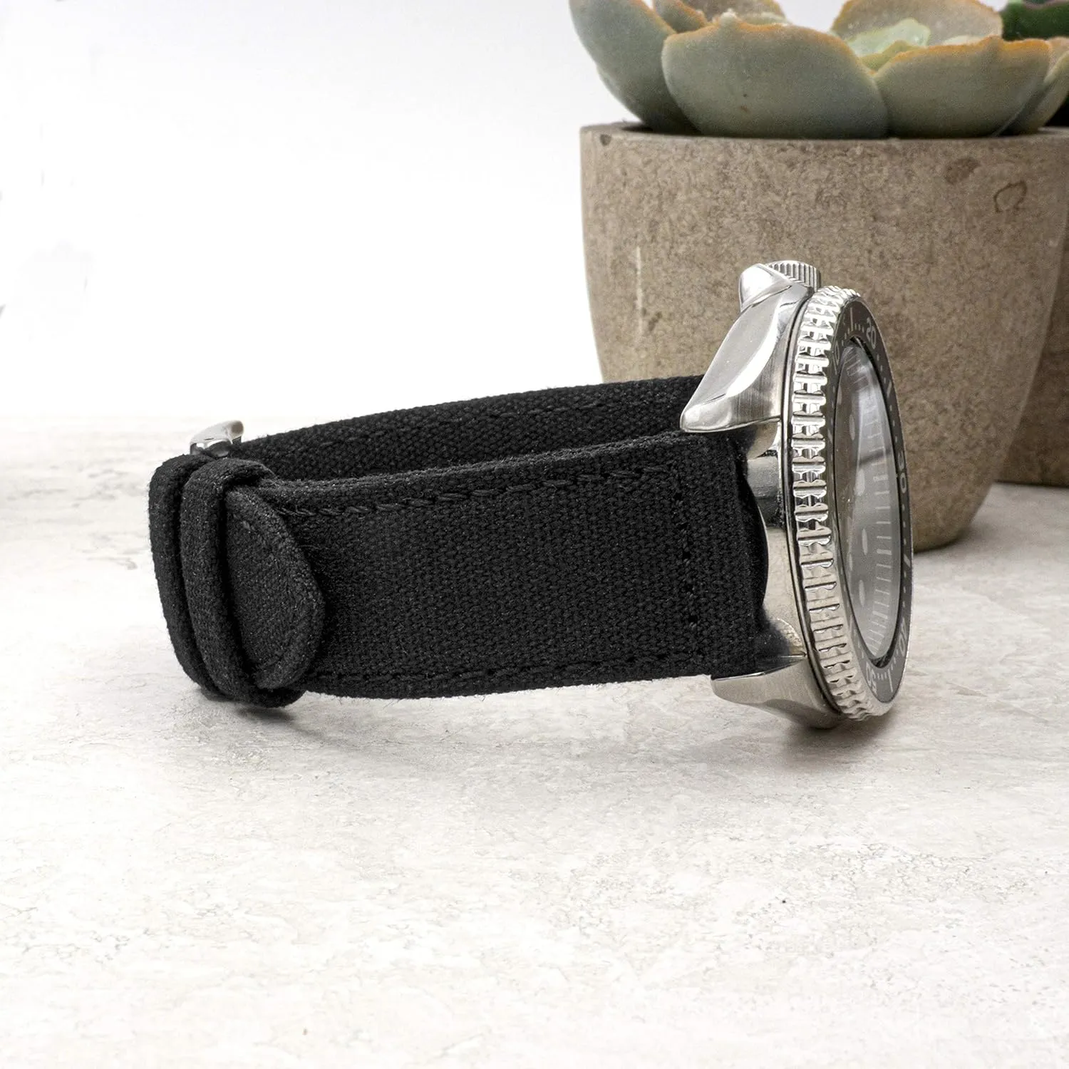 & Women (22mm, Black) Benchmark Canvas Watch Band - Quick Release Cotton Fabric dawn steep industrial thrive Watch Straps for Men 