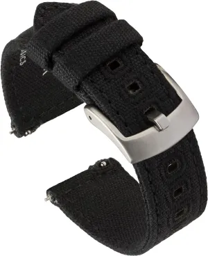 & Women (22mm, Black) Benchmark Canvas Watch Band - Quick Release Cotton Fabric dawn steep industrial thrive Watch Straps for Men 