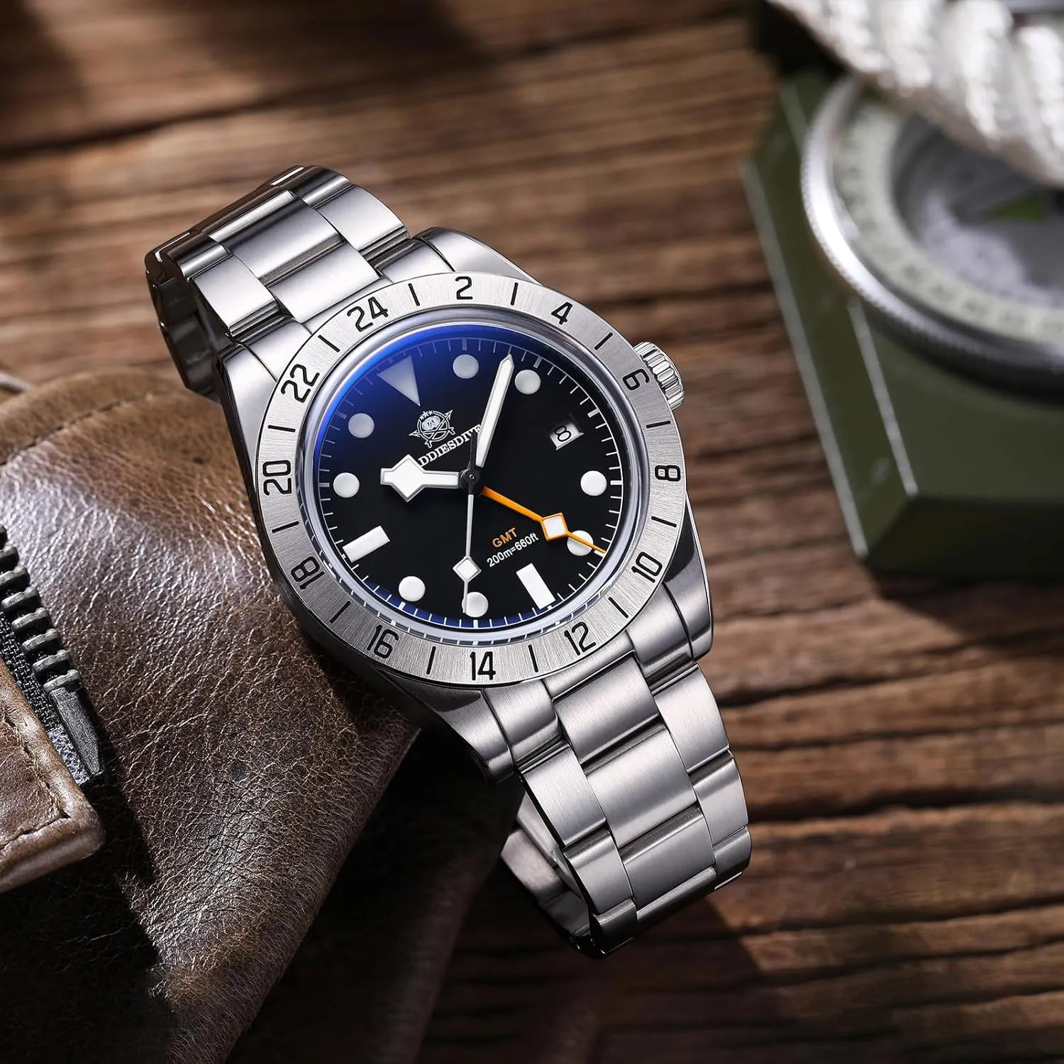 Analog GMT opposite phosphorescence digest digestion Quartz Watch ADDIESDIVE GMT Watches for Men Dive Water-Resistance Luminous 