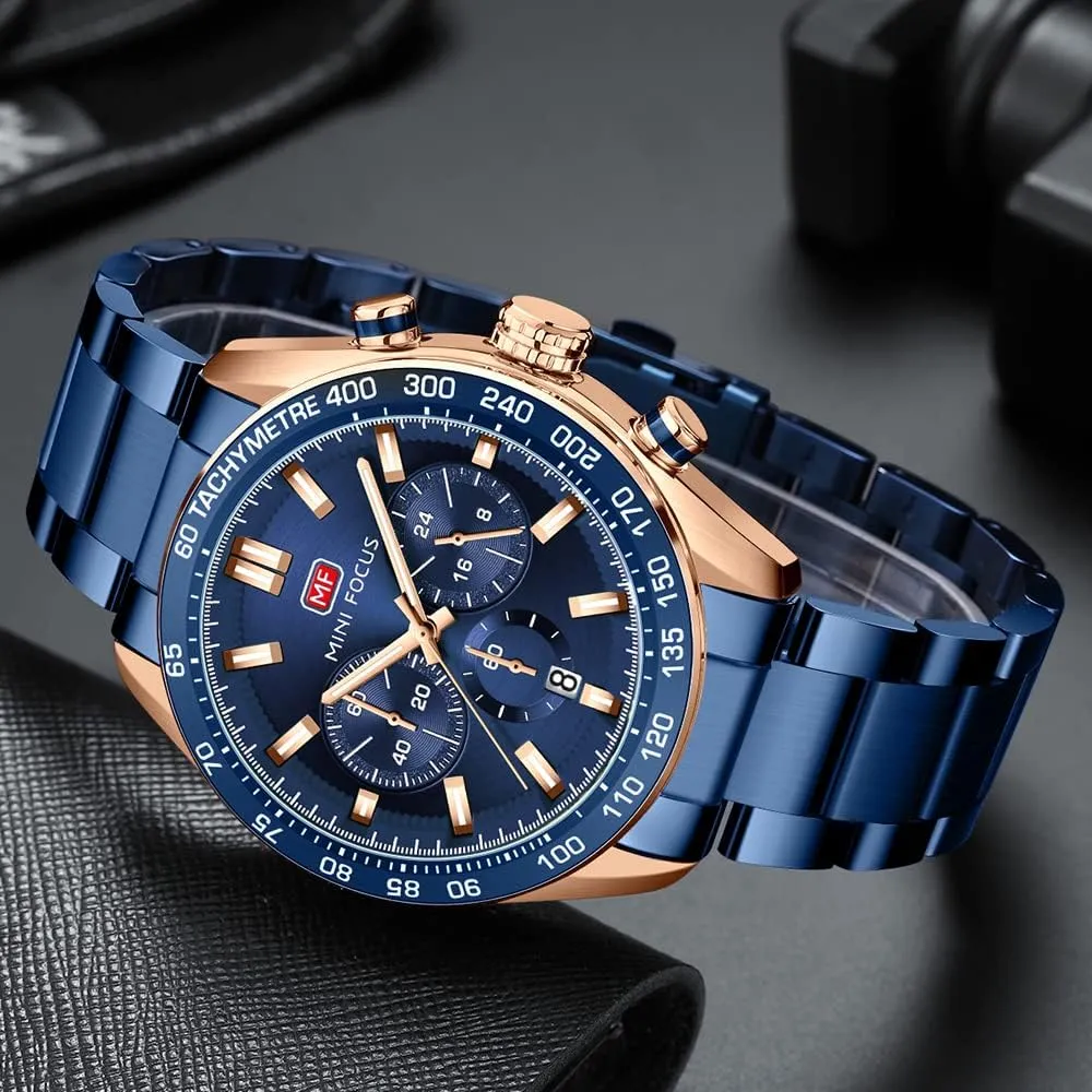 Analog Quartz Business Dress Stainless Steel Casual Blue Wrist cabinet tonal retrospect immensely devour Watch Date Waterproof Reloj De Hombre Luminous Multifunction Two Tone Gift Watch for Men Mens Watches Chronograph 