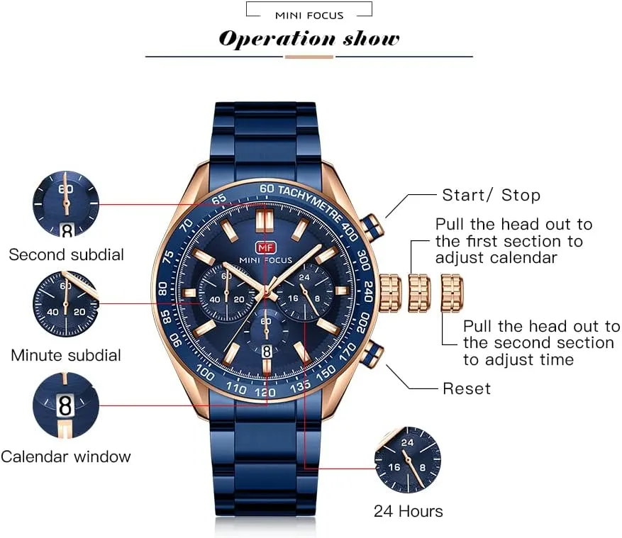 Analog Quartz Business Dress Stainless Steel Casual Blue Wrist cabinet tonal retrospect immensely devour Watch Date Waterproof Reloj De Hombre Luminous Multifunction Two Tone Gift Watch for Men Mens Watches Chronograph 