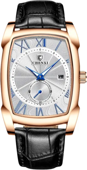 Analog Quartz Watches Luminous Dial with illumination digestive Calendar Leather Strap Fashion Men Wristwatch Dress Business Watch for Men RORIOS Mens Watches 