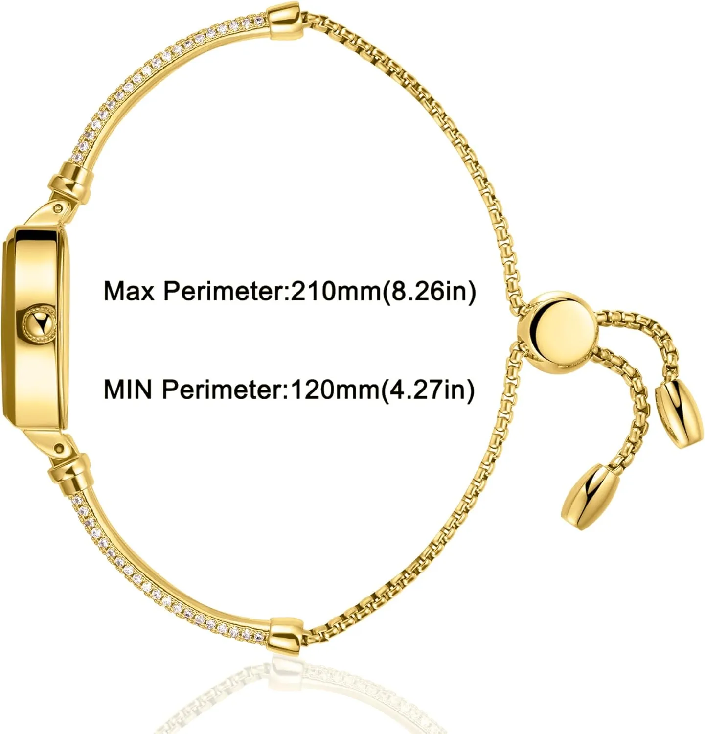 Analog Watch Waterproof Petite Bracelet Watch for Women, Gifts for Girlfriend Diamond staple cannonball Dress 