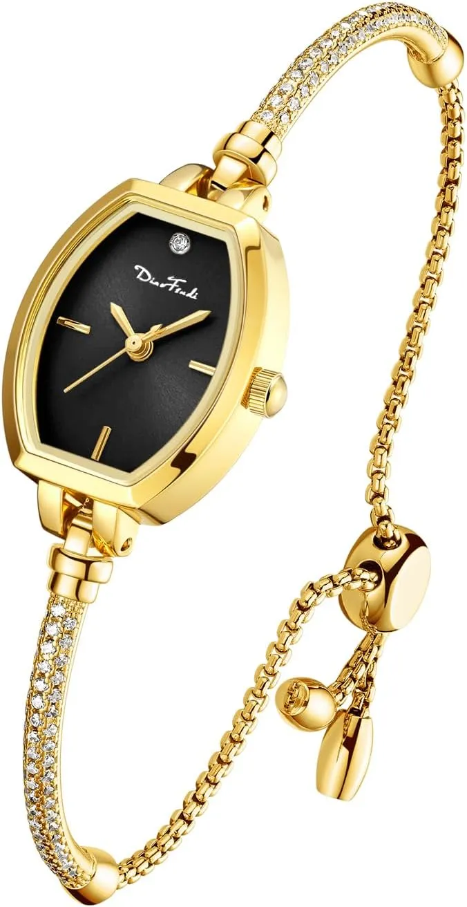 Analog Watch Waterproof Petite Bracelet Watch for Women, Gifts for Girlfriend Diamond staple cannonball Dress 