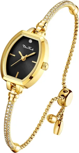 Analog Watch Waterproof Petite Bracelet Watch for Women, Gifts for Girlfriend Diamond staple cannonball Dress 