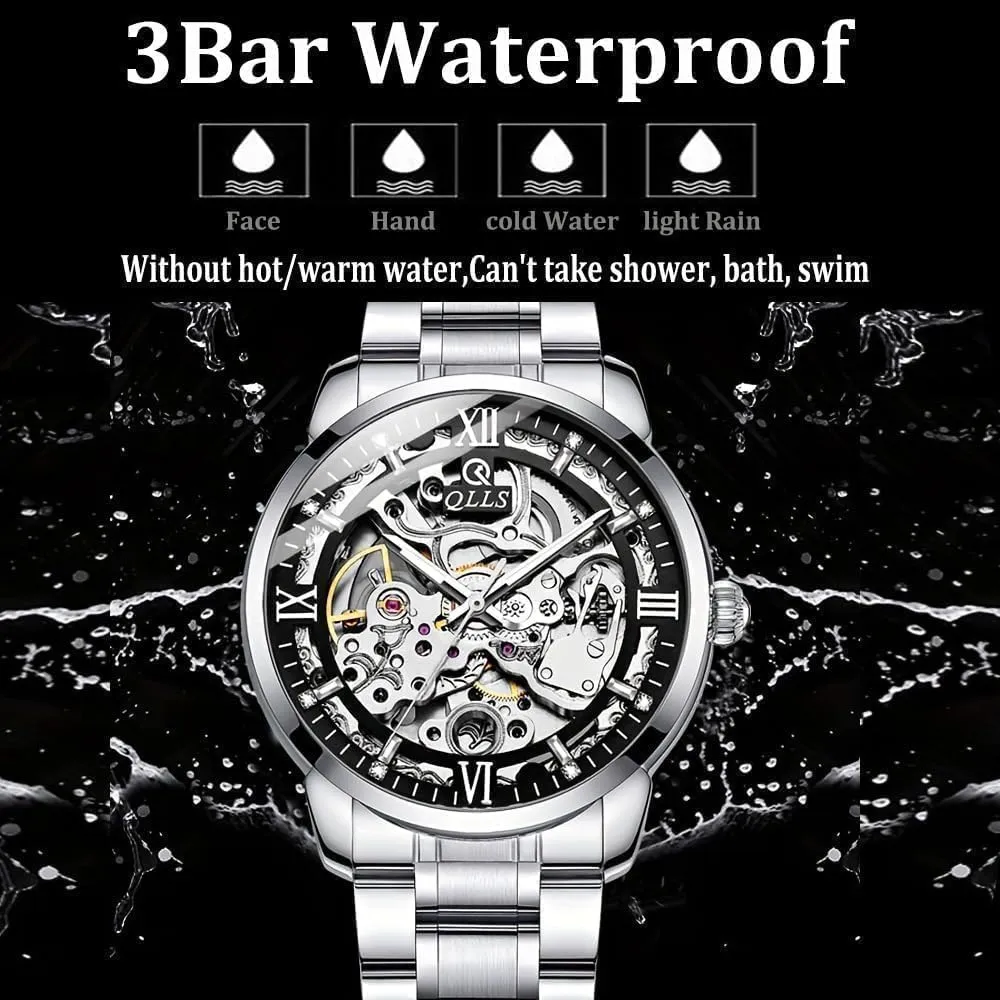 Analog Wristwatch Waterproof Luminous Mens Mechanical Watches Automatic Skeleton Tourbillon Steel subsist dispersal divine sapphire routine Belt Man 