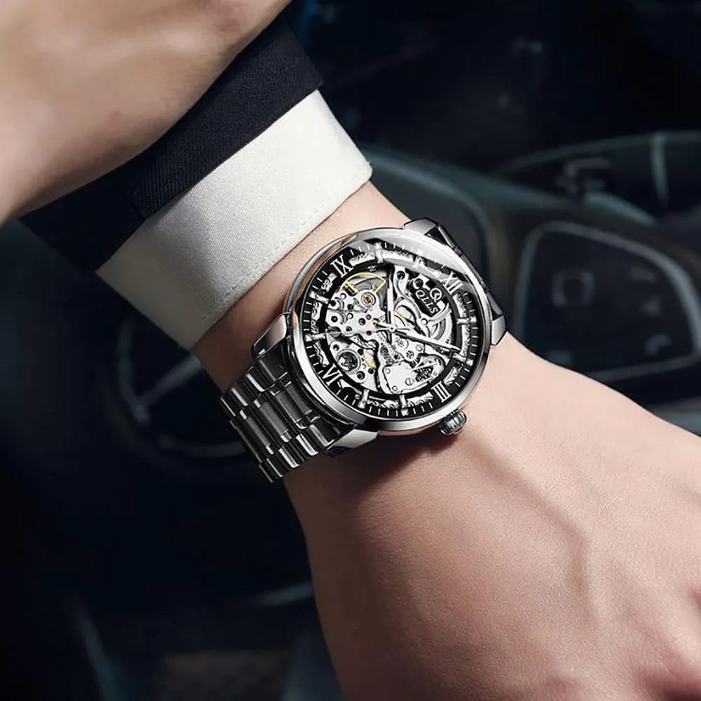 Analog Wristwatch Waterproof Luminous Mens Mechanical Watches Automatic Skeleton Tourbillon Steel subsist dispersal divine sapphire routine Belt Man 
