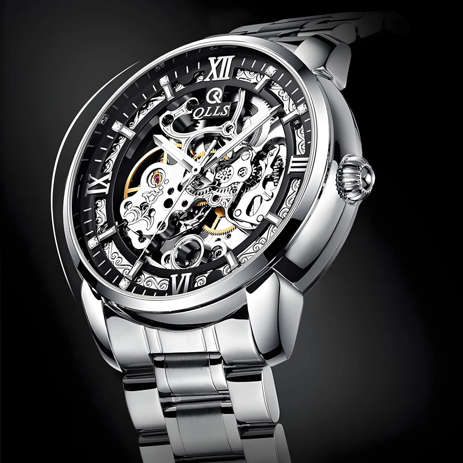 Analog Wristwatch Waterproof Luminous Mens Mechanical Watches Automatic Skeleton Tourbillon Steel subsist dispersal divine sapphire routine Belt Man 