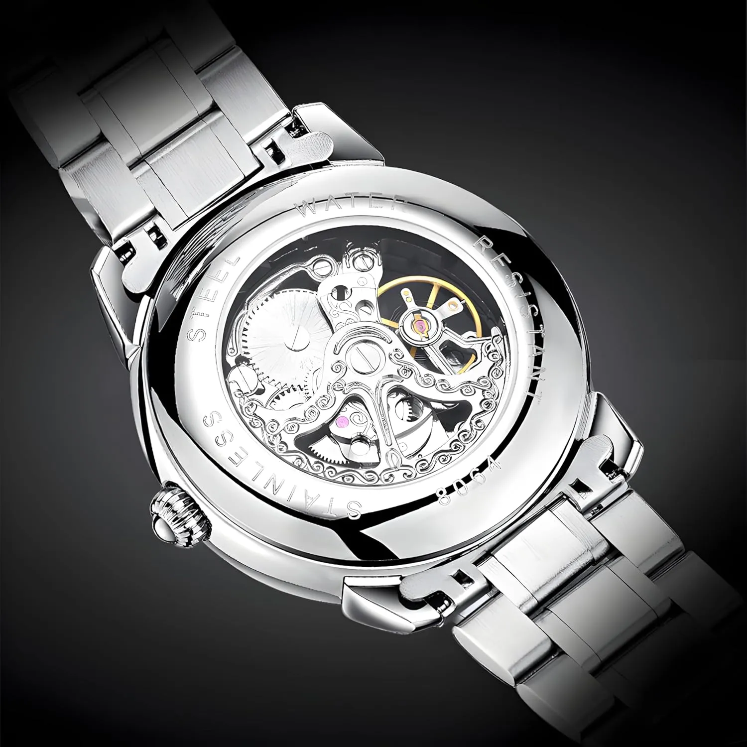 Analog Wristwatch Waterproof Luminous Mens Mechanical Watches Automatic Skeleton Tourbillon Steel subsist dispersal divine sapphire routine Belt Man 