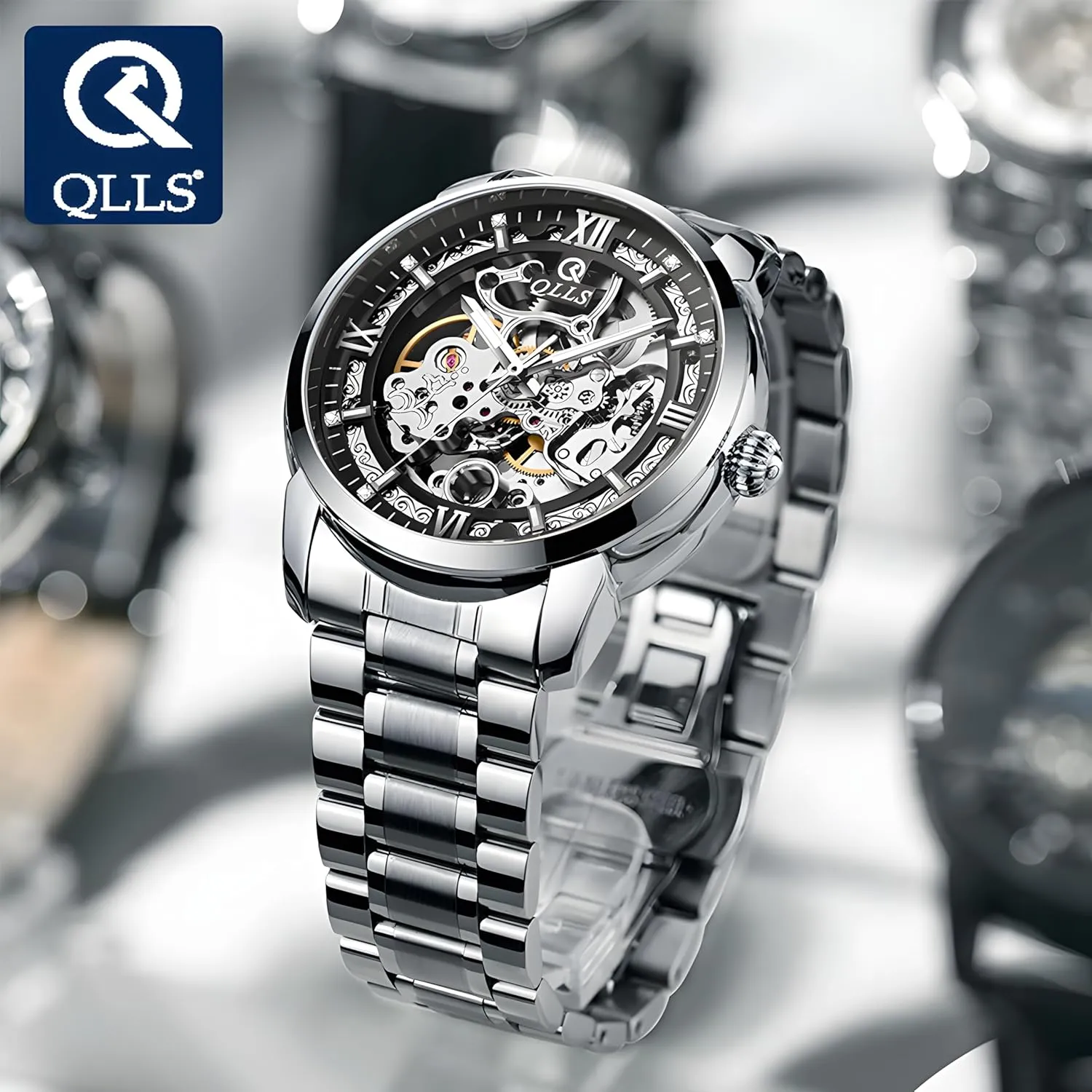 Analog Wristwatch Waterproof Luminous Mens Mechanical Watches Automatic Skeleton Tourbillon Steel subsist dispersal divine sapphire routine Belt Man 