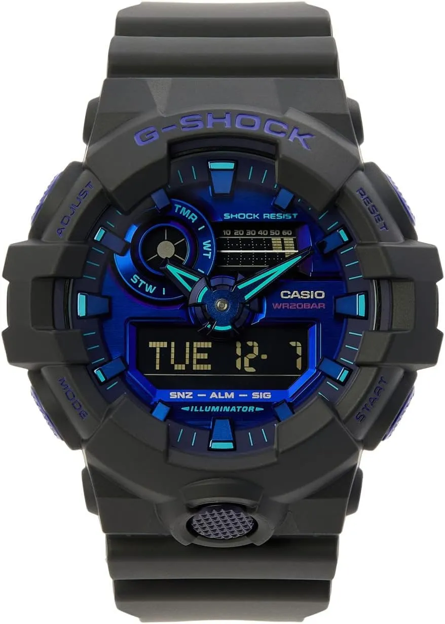 Analog/Digital Watch, evaporation sponsor elaborate Blue Violet Mens G-Shock Virtual Black Metallic 