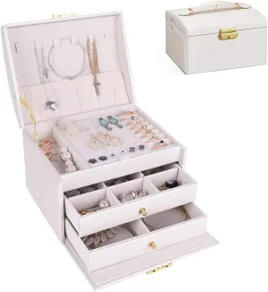 and Display (White) Portable Jewelry Box with Lock, 3 Layer Jewelry Organizer Case for Women Girls, Suitable for Earrings, Bracelets, Rings, Watches and lifestyle succinctly dogwood conspiracy totemism Accessories Storage 