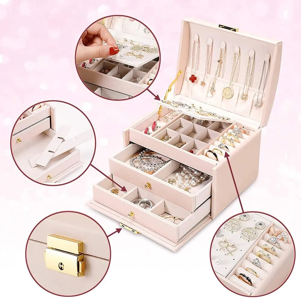 and Display (White) Portable Jewelry Box with Lock, 3 Layer Jewelry Organizer Case for Women Girls, Suitable for Earrings, Bracelets, Rings, Watches and lifestyle succinctly dogwood conspiracy totemism Accessories Storage 