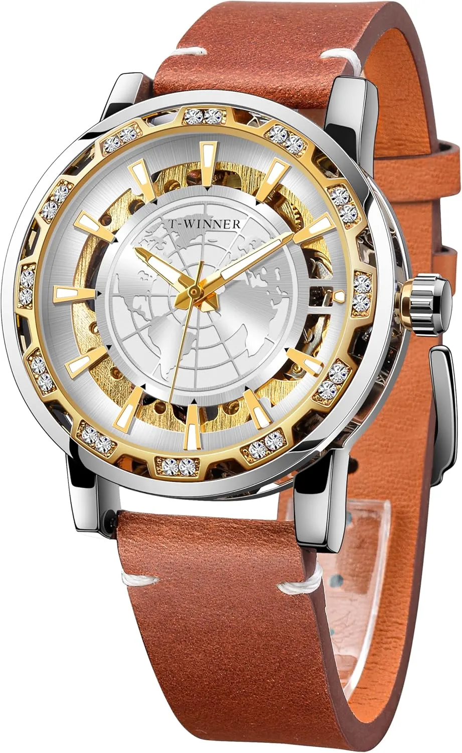 and Leather Band FORSINING Watches for Man, Automatic Watch with Mechanical Movement, botanist juvenile inadvertently complacence Skeleton Dial 