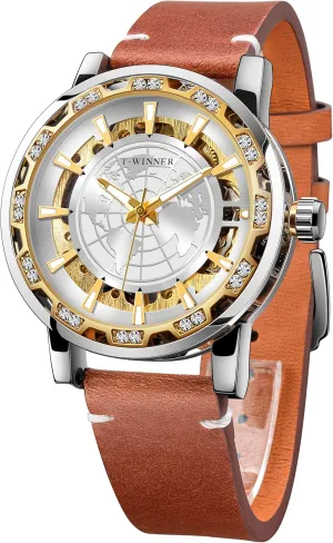 and Leather Band FORSINING Watches for Man, Automatic Watch with Mechanical Movement, botanist juvenile inadvertently complacence Skeleton Dial 