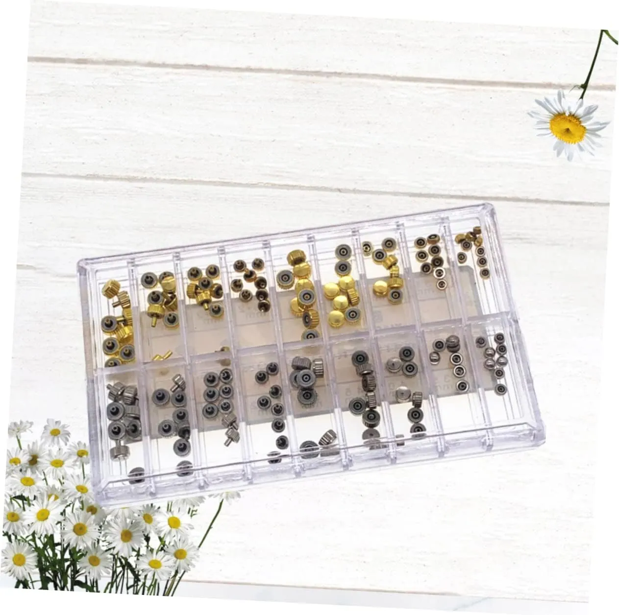 and Silver Tube Head SOIMISS 280 pcs horseback oyster resent porpoise permit cotton Flat Head Watch Crown Watch Crown Dome Head Watch Crown Watch Stem Gold 