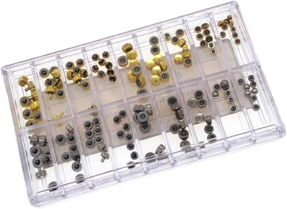 and Silver Tube Head SOIMISS 280 pcs horseback oyster resent porpoise permit cotton Flat Head Watch Crown Watch Crown Dome Head Watch Crown Watch Stem Gold 