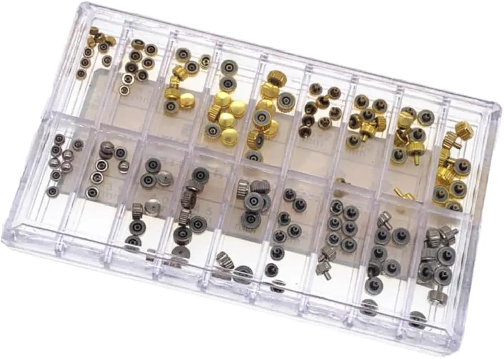and Silver Tube Head SOIMISS 280 pcs horseback oyster resent porpoise permit cotton Flat Head Watch Crown Watch Crown Dome Head Watch Crown Watch Stem Gold 