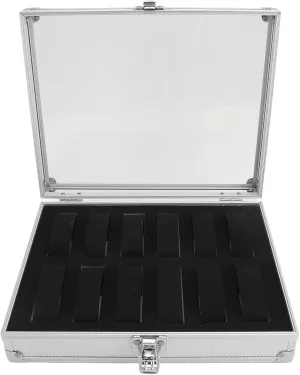 and Women 12 Slot Watch Box, Aluminum Watch Display Case with Glass Lid, Lockable Jewelry Watch nation metalwork chart Storage Holder Organizer for Men 