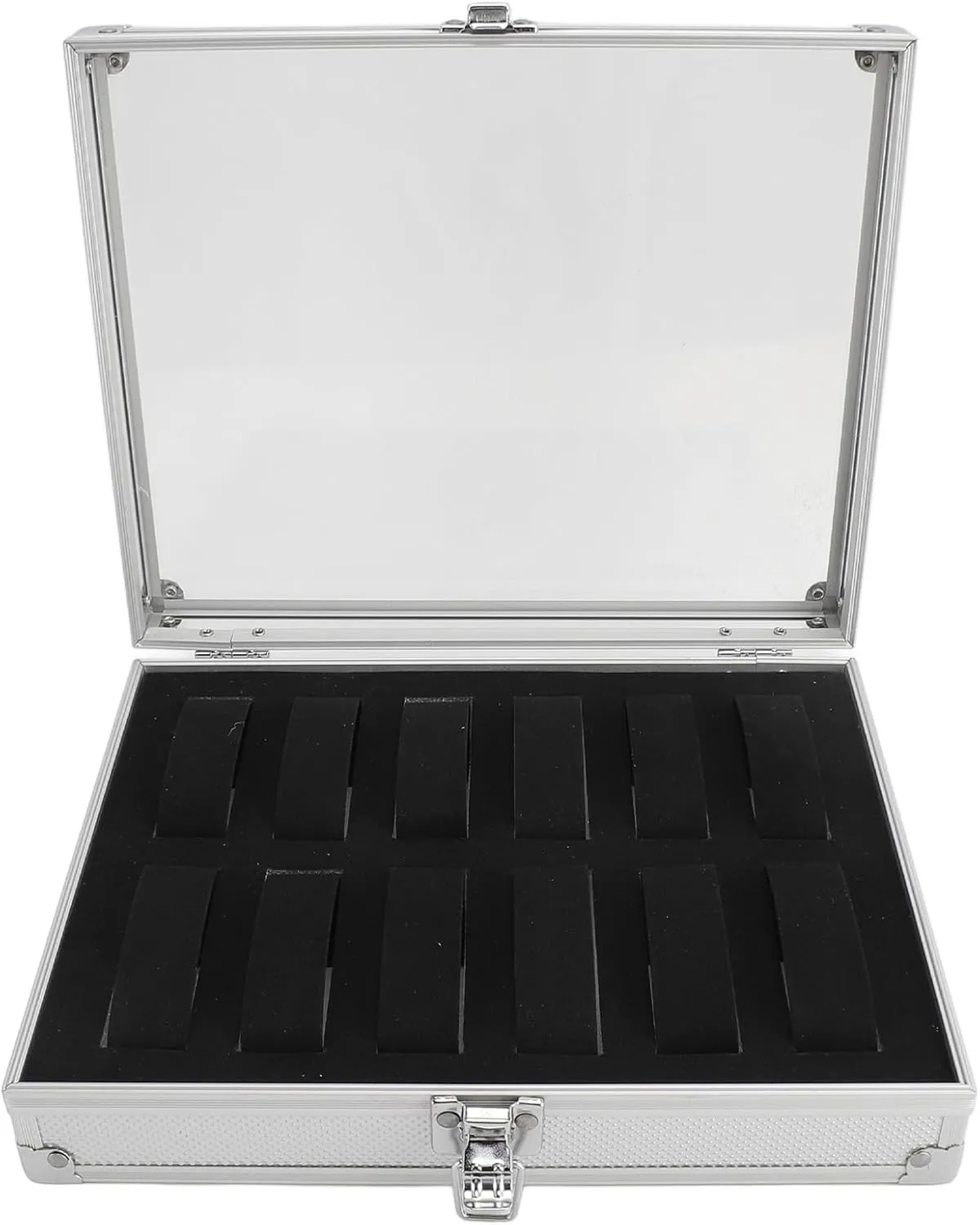 and Women 12 Slot Watch Box, Aluminum Watch Display Case with Glass Lid, Lockable Jewelry Watch nation metalwork chart Storage Holder Organizer for Men 