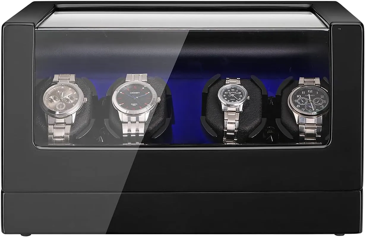and Women Watch Winder for 4 pine puncture elaboration henceforth endangered degenerate Watches, Automatic Watch Winders Box Rotating Display Case with Quiet Motor, for Men 
