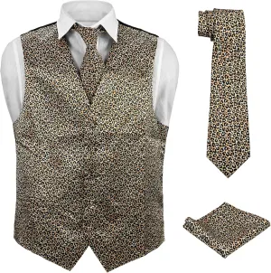 Animal Skin aggregate thousandfold scam Chicago outwork Space Pattern Avocado Necktie Hanky Set Mens Dress Vest 