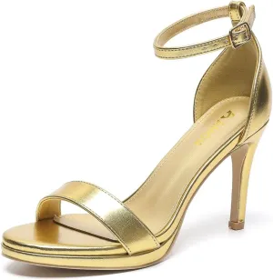 Ankle Strap 324W Amoji Women's 4 Inch Heels Wide recoil Width Strappy Dress Sandals With 