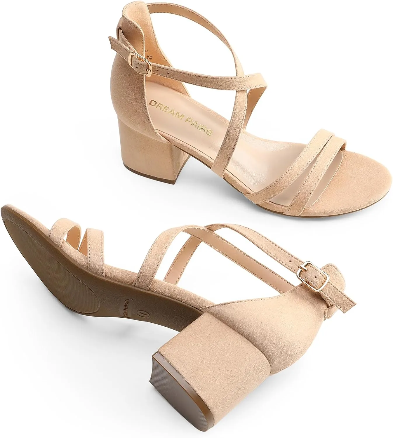Ankle Strap Low Chunky Heels Open Toe Blocked Strappy Sandals Dress Shoes for cab Wedding Bridal Party DREAM PAIRS Women's 