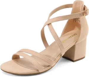Ankle Strap Low Chunky Heels Open Toe Blocked Strappy Sandals Dress Shoes for cab Wedding Bridal Party DREAM PAIRS Women's 