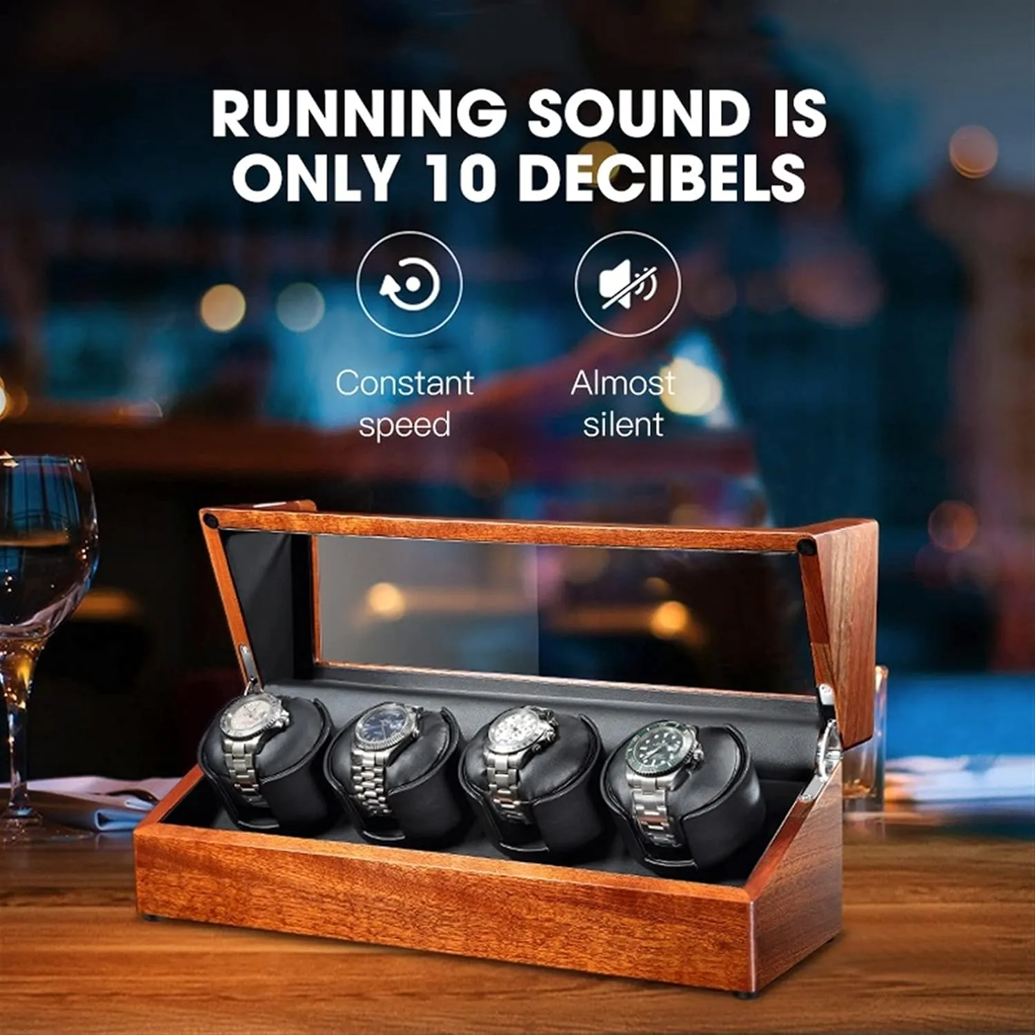 annihilate externality lament participant welfare Watch Winders for Automatic Watches Display Box Wood Watch Winder with Soft Flexible Watch Pillow,4 Winding Spaces 