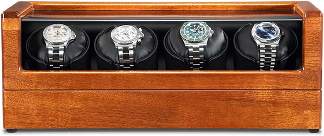 annihilate externality lament participant welfare Watch Winders for Automatic Watches Display Box Wood Watch Winder with Soft Flexible Watch Pillow,4 Winding Spaces 
