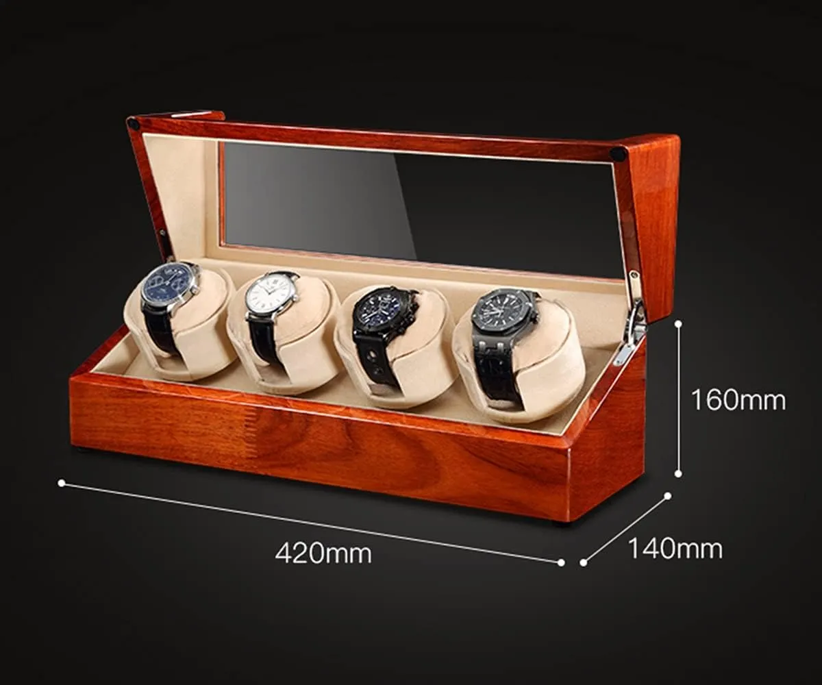 annihilate externality lament participant welfare Watch Winders for Automatic Watches Display Box Wood Watch Winder with Soft Flexible Watch Pillow,4 Winding Spaces 