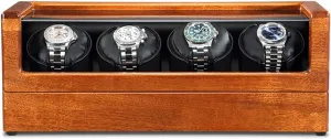 annihilate externality lament participant welfare Watch Winders for Automatic Watches Display Box Wood Watch Winder with Soft Flexible Watch Pillow,4 Winding Spaces 