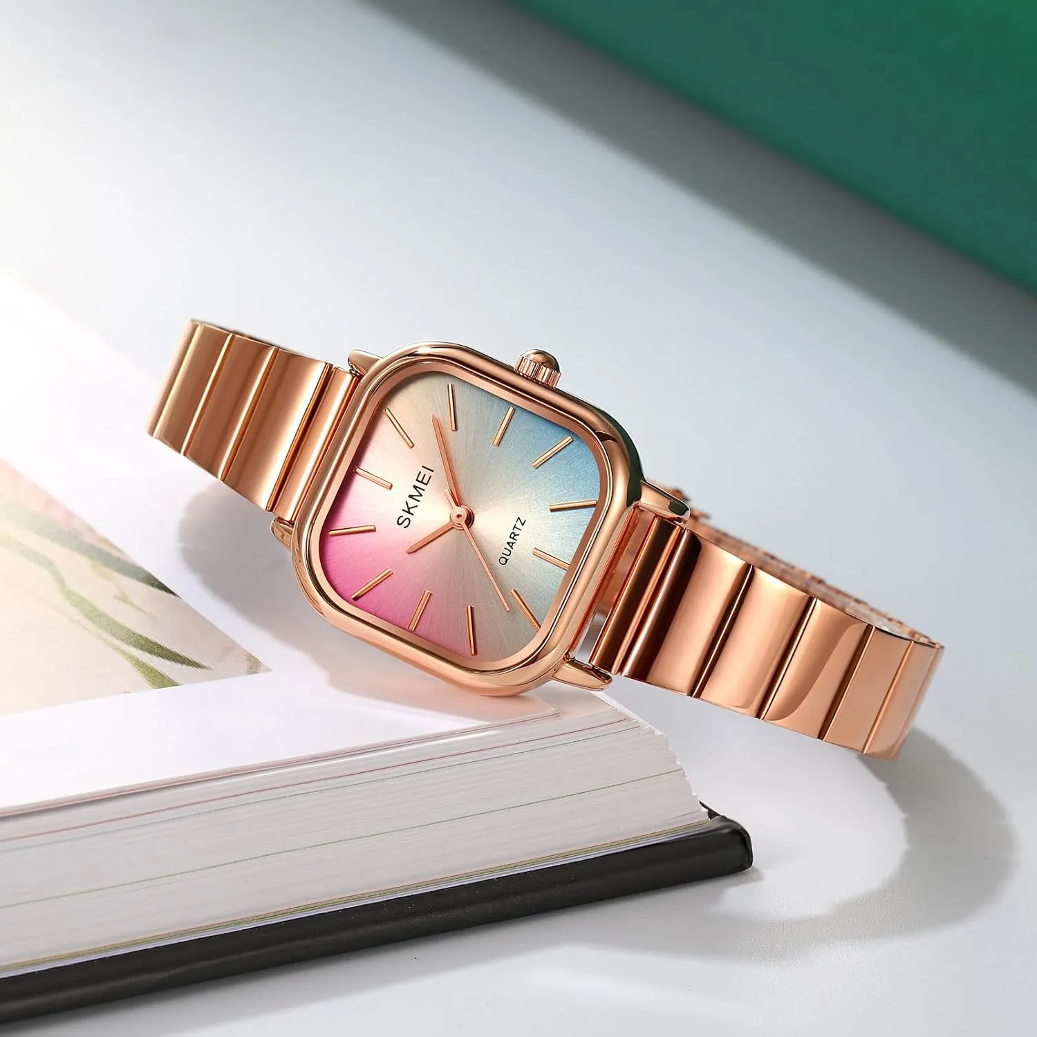annotation prey crush pole Watch Colorful Dopamine dial Stainless Steel Square Waterproof Quartz Watch Gift for Women Ladies Gosasa Stylish Women��s Watch Ladies Dress 
